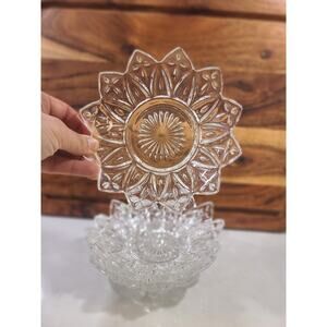 Set Of 4 Sunflower Style Federal Glass 6in bowls dessert Petal Starburst Floral